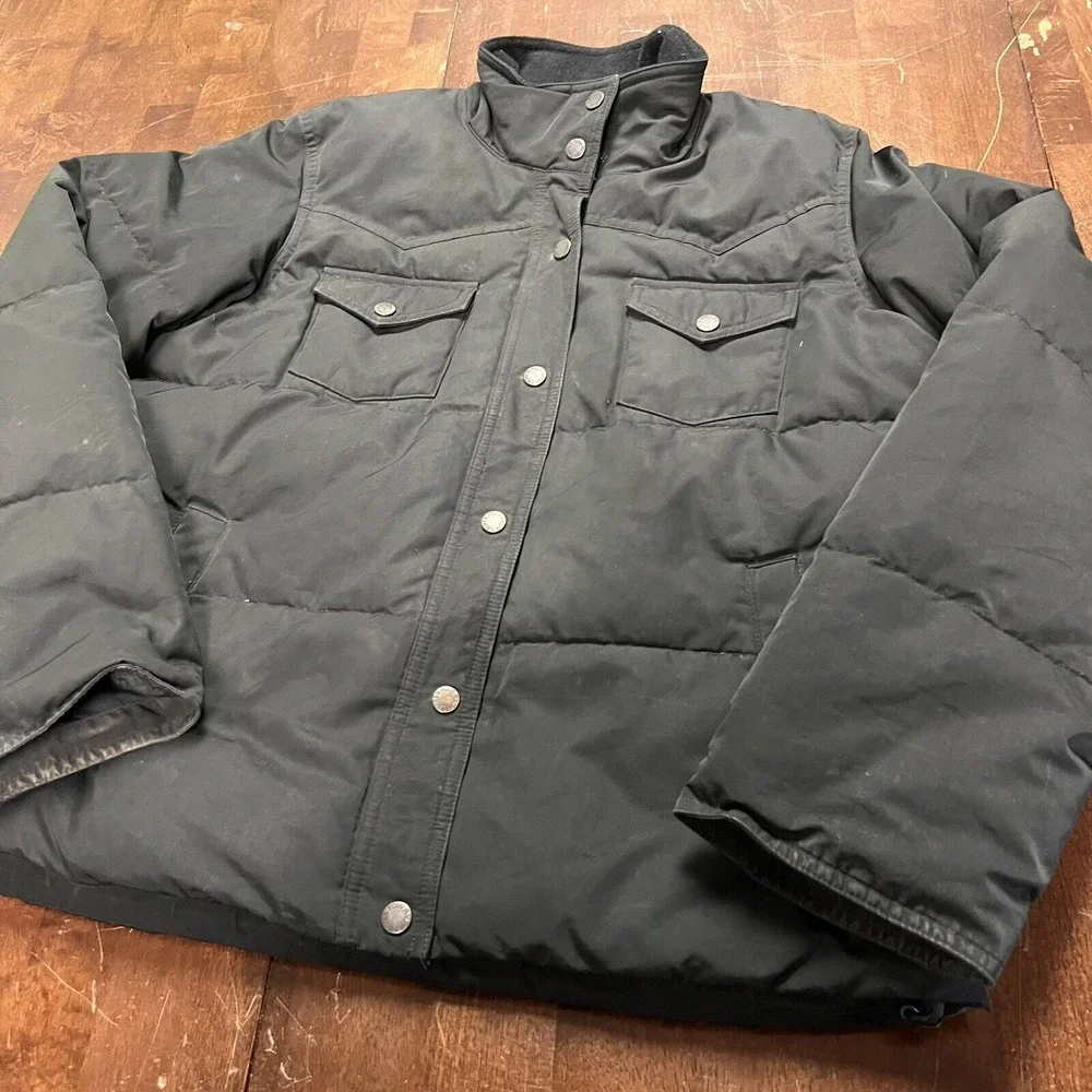 Ralph Lauren Jacket Youth Large Black Down‎ Puffer Chore Winter Coat Preppy